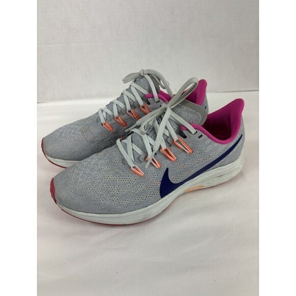 Nike Zoom Pegasus 36 Running Shoes Sneakers Grey Pink Orange Navy Blue Size 8.5 - Picture 1 of 12